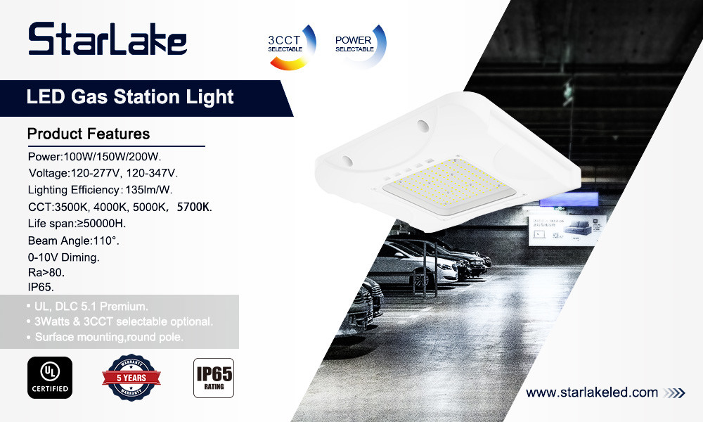 20W-100W LED Garage Canopy Lights / Aluminum LED Gas Station Light