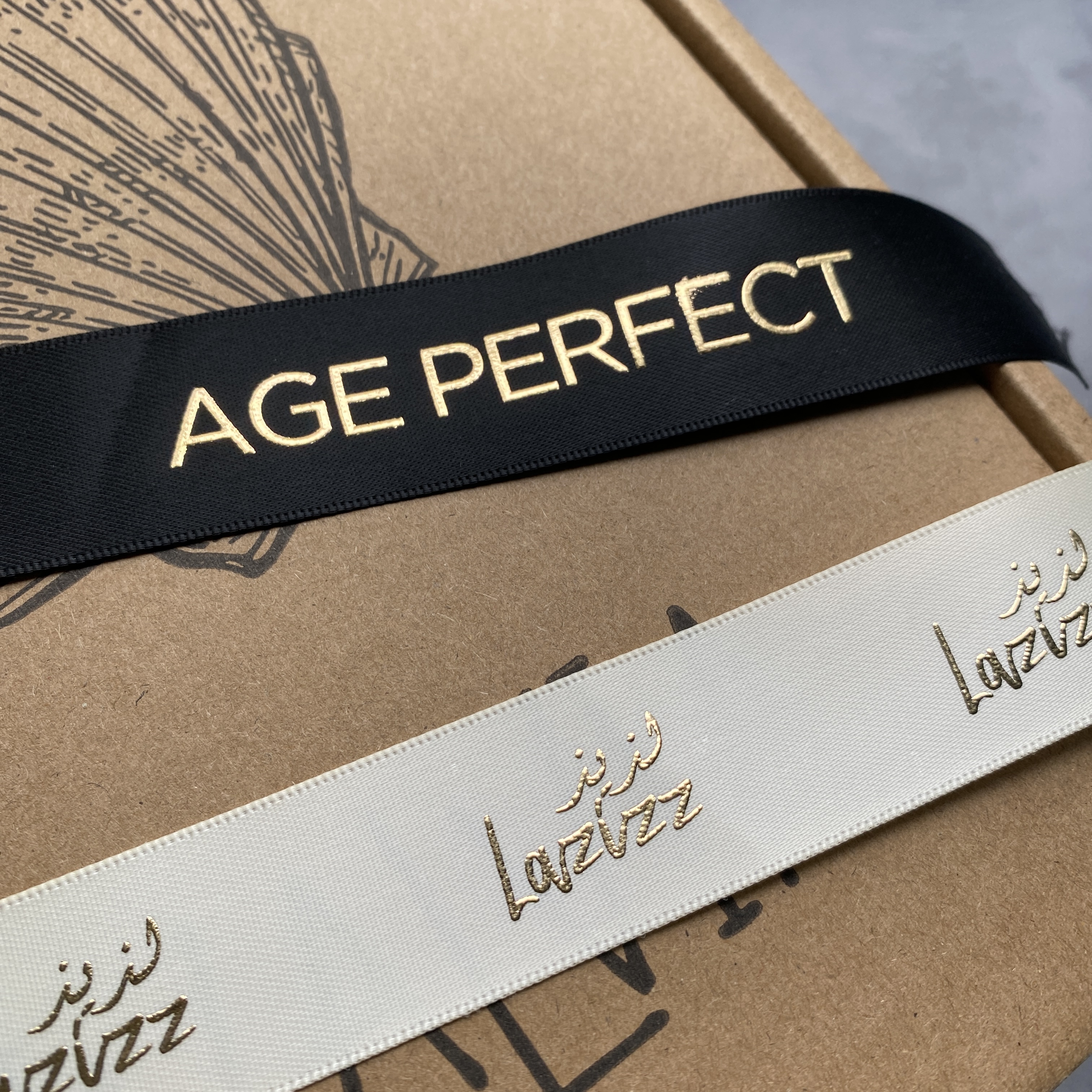 Luxury Gift Wrapping Customized 3D Gold Foil Embossed Printed With Logo Custom Satin Ribbon