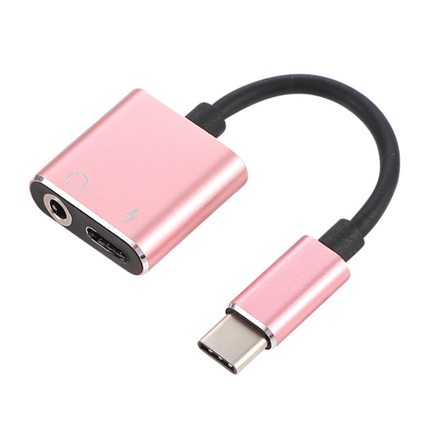 2.1A Glare 3.5mm Audio Cable Aluminum 2 In 1 Earphone Adapter