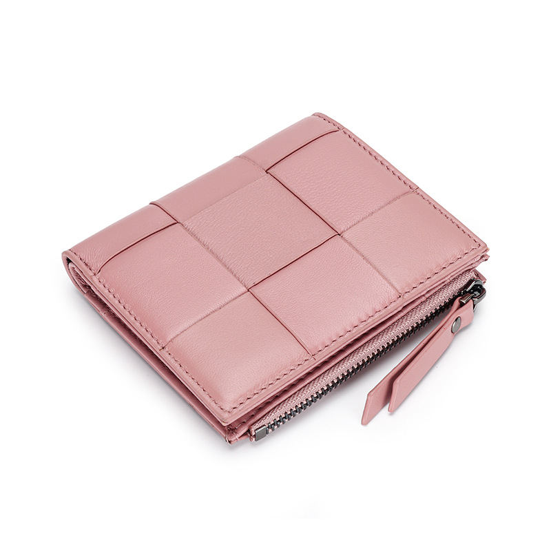 Genuine Leather Hand-woven Coin Purse Short Wallet for Men Women Unisex Sheepskin Wallet