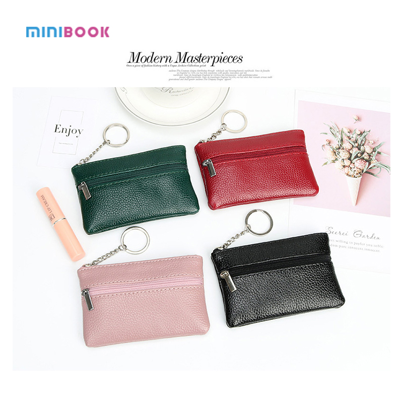 ISO9001 Certified Short Zipper Wallet with Vintage Style Minibook Keychain Coin Purse