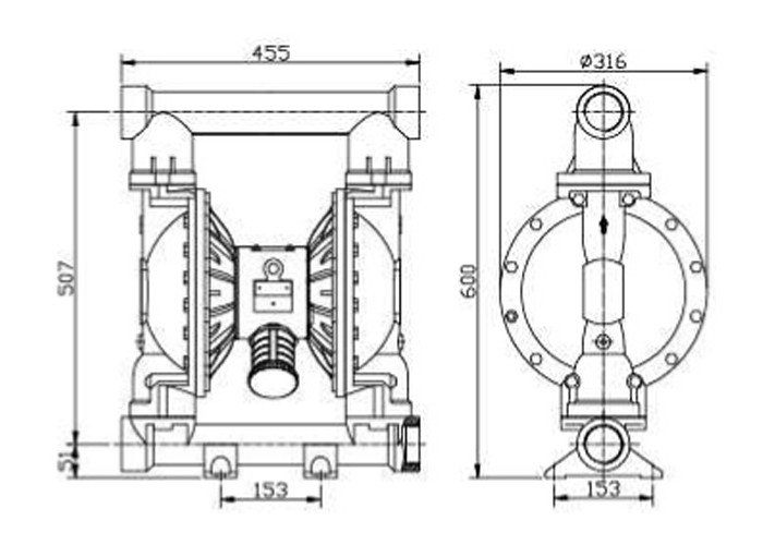 Mining waste water sludge transfer PVDF pneumatic diaphragm pumps 150gpm 570L / min