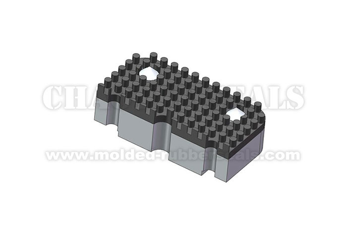 Rectangular Shock Absorption Black Silicone Rubber Bumpers With Metal Bonded