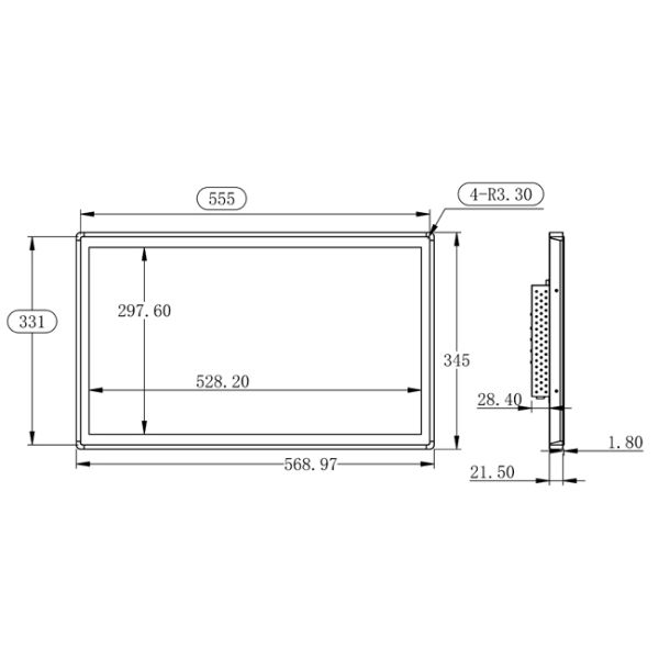 23.8 inch Customizable Drivers and Software Support Included Capacitive Touchscreen Industrial Panel Mount Monitor with Metal Frame