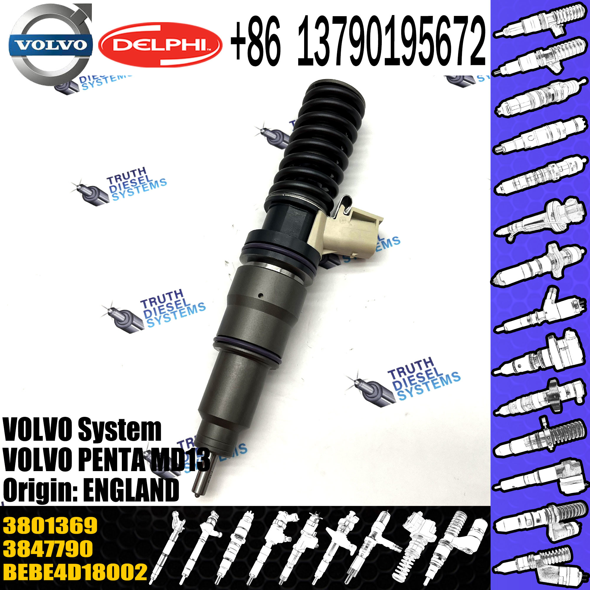 3801368 3801369 Diesel Fuel Injector BEBE4D27001 BEBE4D18001 for Penta MD13 Engine