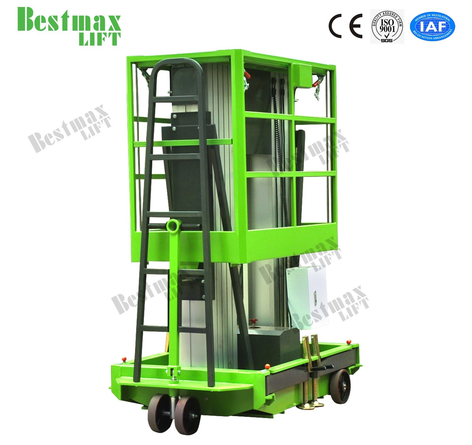 Double Mast Manual Pushing Vertical Lifting Platform 12 Meters 200kg Load Capacity