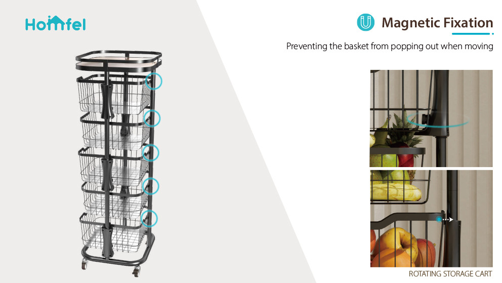 Rotating Storage Organizer Household Utility Cart Multifunctional Rolling Cart