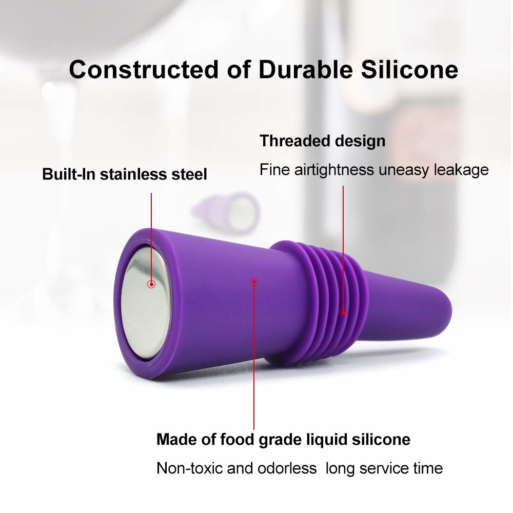 Reusable Wine Bottle Silicone Stoppers Beverage Bottle Stoppers With Grip Top To Keep Fresh