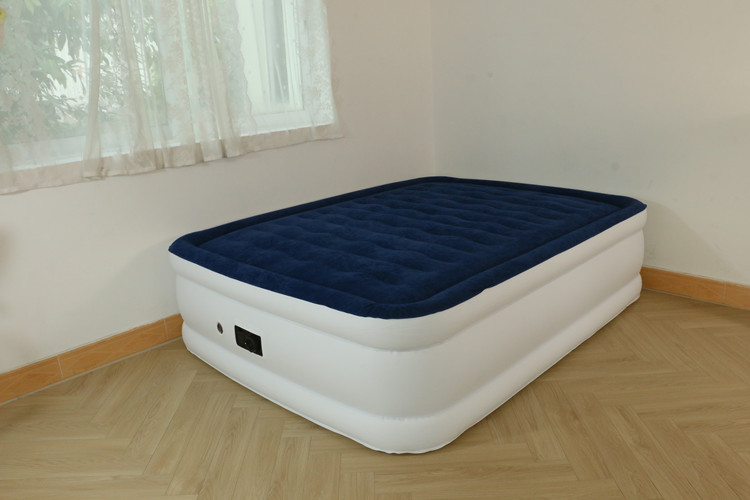 Flocked PVC Inflatable Sleeping Mat Portable Air Mattress With Pump