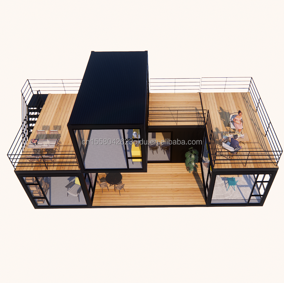 Aluminum Alloy Windows Customized 3 Modules Modular Living Container Flat Pack Prefab Home Office or Garden House Made from Steel