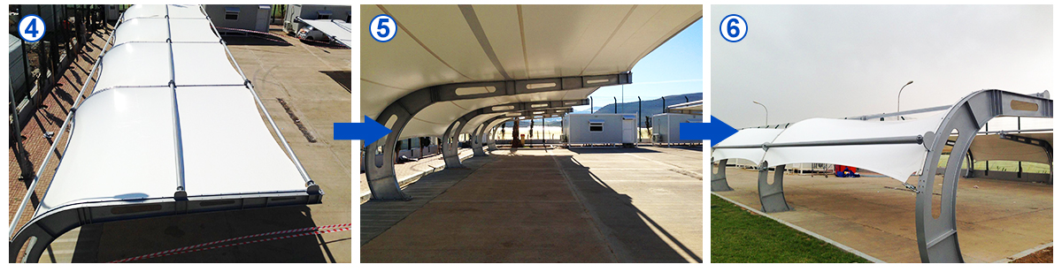 Steel Frame Metal Pergola for Car Port Parking White Powder Coating and Heat Treated