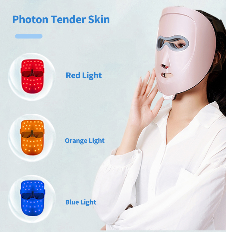 Customized Photon Light Facial Beauty Device 3 Color LED Mask