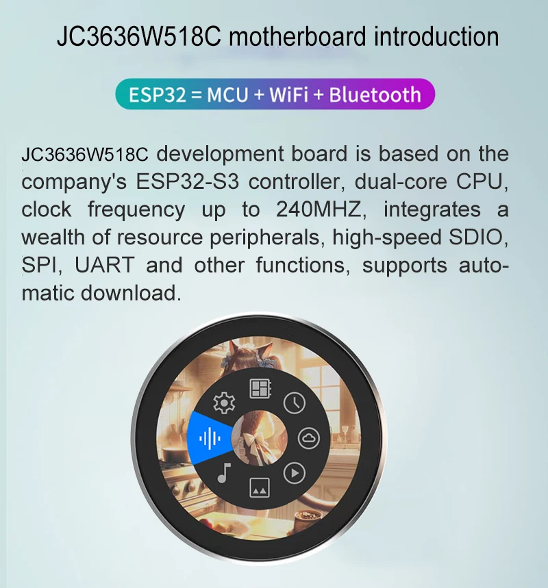 JC3636W518C 5V TFT HMI Display Module with 60° View Angle and Lightweight Design