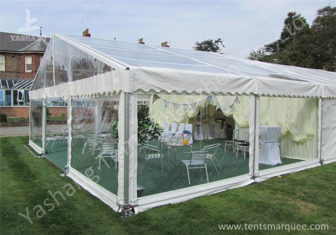 Clear Top and Wall PVC Fabric Cover Outdoor Luxury Wedding Tents with White Linings