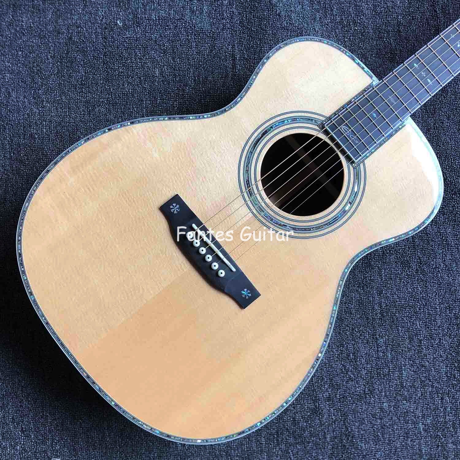 Custom Solid Cedar Top Real Abalone Classic Headstock Acoustic Guitar G00042c Model Shape