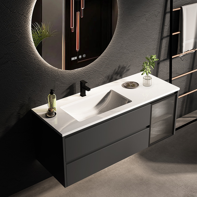 LED Mirror 39in Solid Wood Bathroom Cabinets Water Resistant Vanity