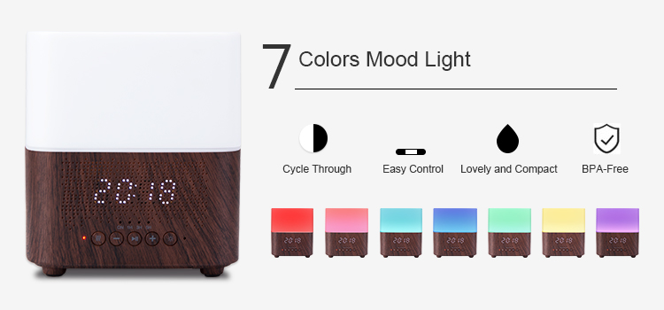 Household Wood Grain 300ML Essential Oil Diffuser Alarm Clock