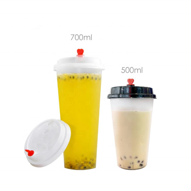 Milkshake Juice Tea PP Disposable Plastic Cups Custom Printing Vasos 16oz 500ml