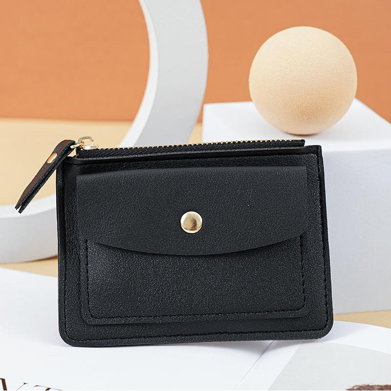 Personalized PU Leather Card Holder Wallet for Women Metal Bead Custom Logo Personalized