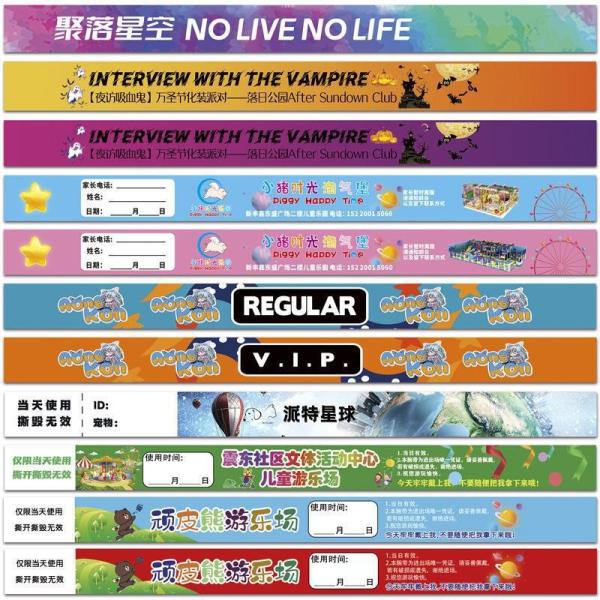 Customizable PP Synthetic Paper Event Wristbands Full Color Printing Waterproof