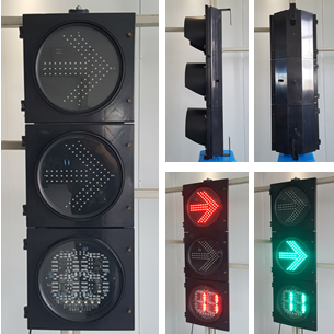300MM 3-Section 2-Color Flip Door Right Turn And Countdown Timer Road Traffic Light