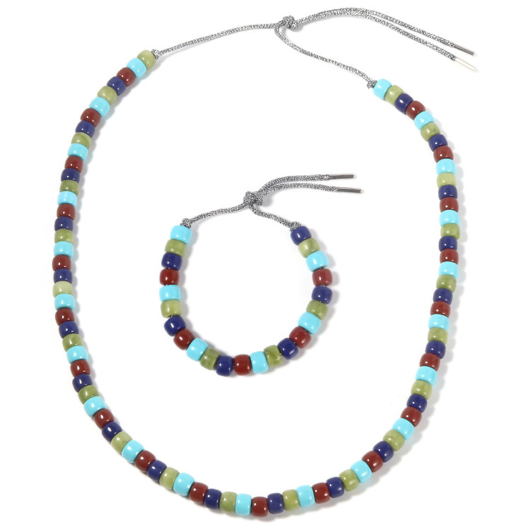 Shoelace Clasp Polychrome Forte Beads Bracelet With Silver Shoelace Clasp For Part And Holiday