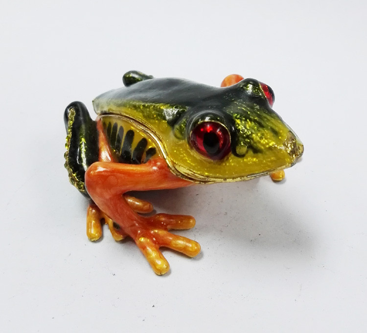 Frog diamond decoration trinket jewelry box petwer metal jewelry box for jewelry