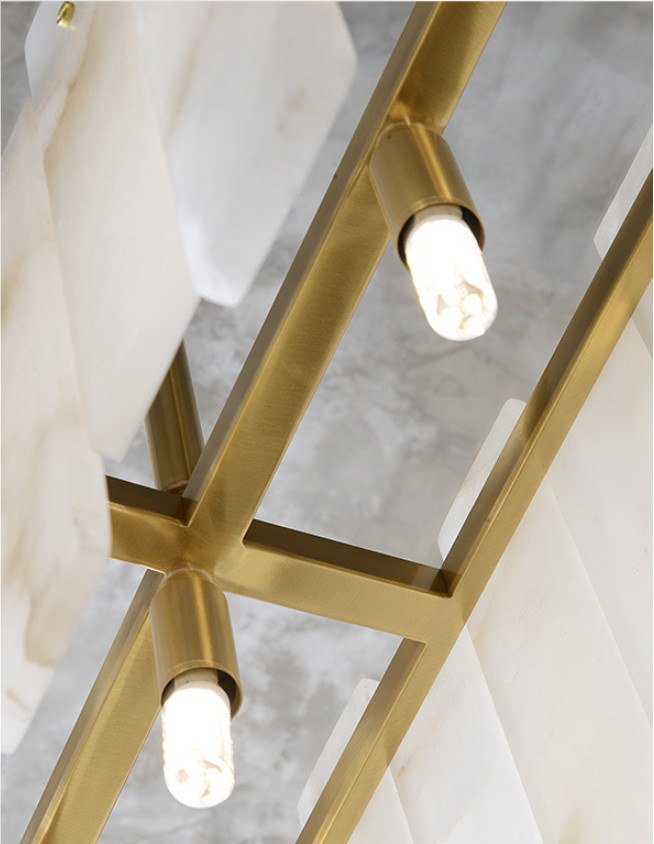 Iron Scagliola High End Pendant Lights With Marble Lampshade
