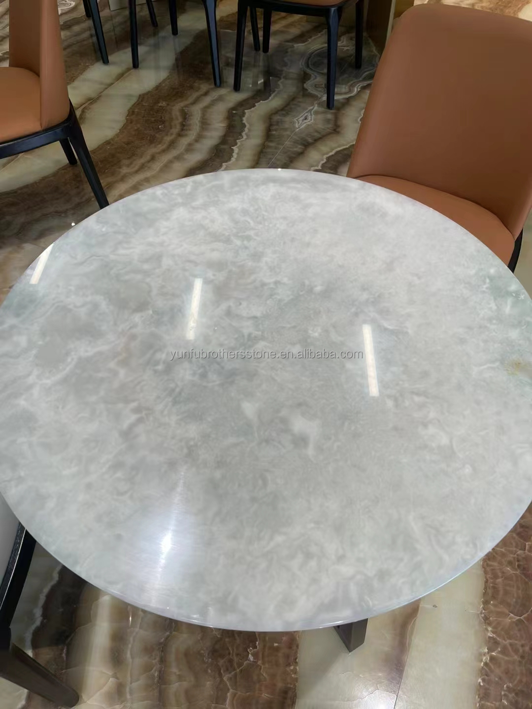 Gold and Blue Onyx Marble Stone for Hotel Floor Luxury Natural Stone Jade Slab Design