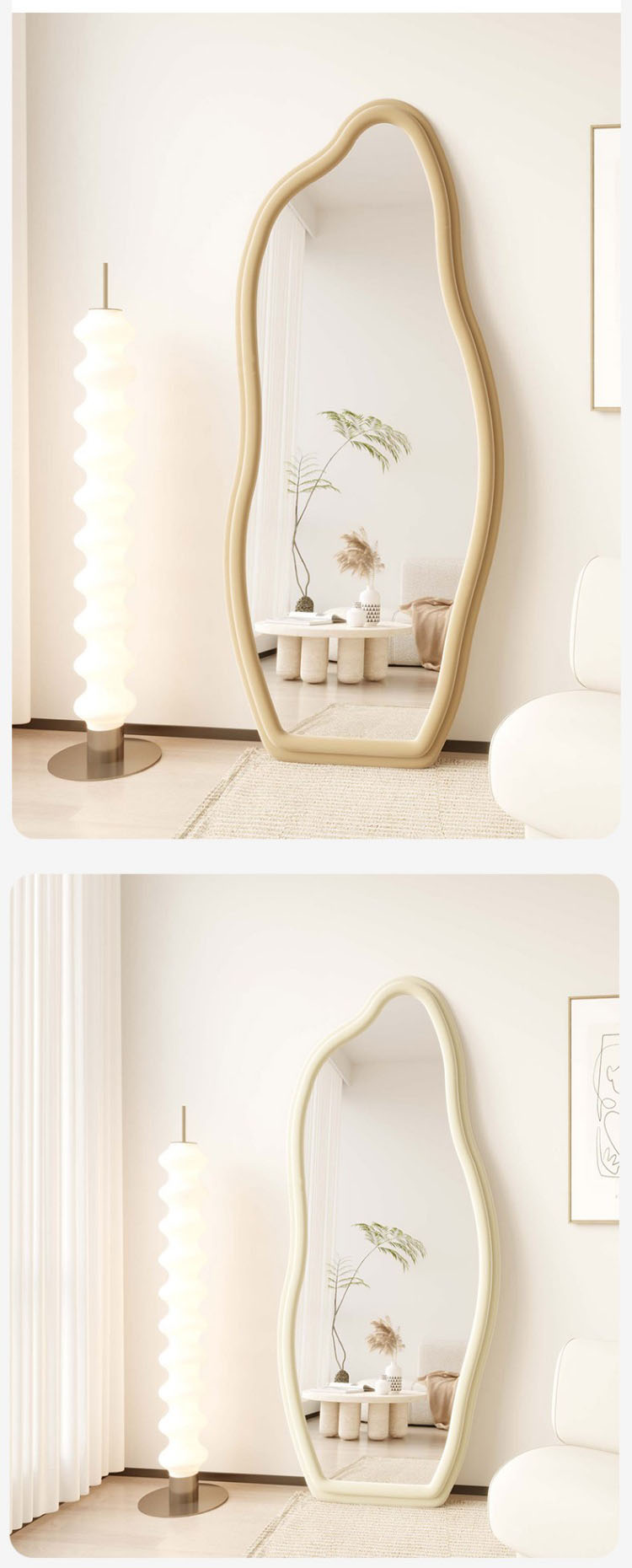 Makeup Flannelette Full Length Floor Mirror Curved Irregular Shape
