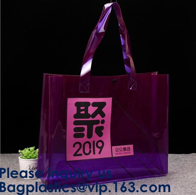 Big Size Clear Plastic PVC Shopping Tote Bag Fashion Large Capacity Waterproof Pvc Beach Bag TPU laser makeup handbag PV