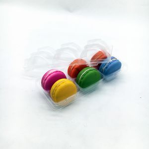Custom Macaron Clear Tray Macaron Recyclable Packaging Transparent Box 6pcs