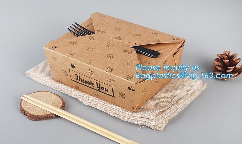 Cheap Cardboard foldable kraft paper lunch box with window,Lunch noodle fast food kraft paper box by customized logo pri