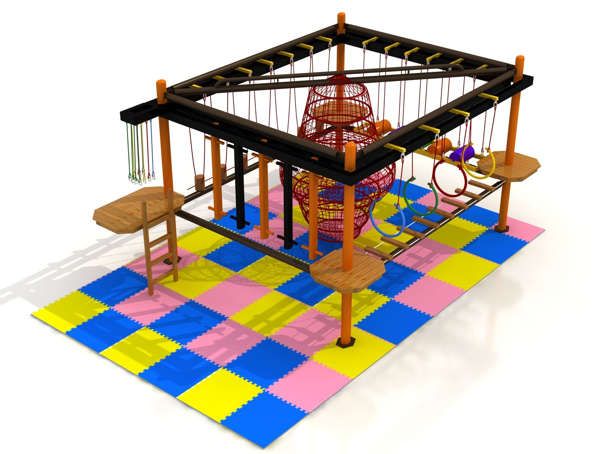 children climbing equipment challenging game area rope course with one level