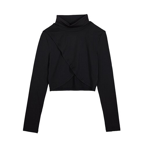 OEM Women'S Sexy Long Sleeved T -Shirt Elastic Slim Tube Top Irregular Split