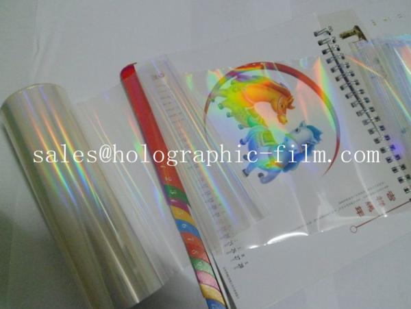 Quality Hot sell Thermal  seamless rainbow PET & BOPP holographic metallized lamination Film with primer  for paper board for sale