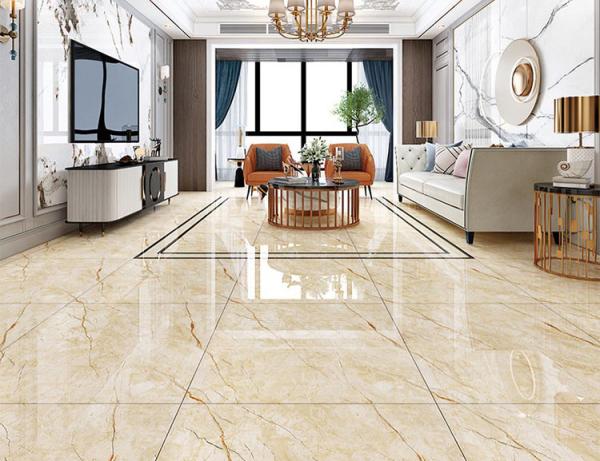 48kgs/Ctn 10mm Gold Colour Floor Tiles Polished Glazed Porcelain Decor Inkjet