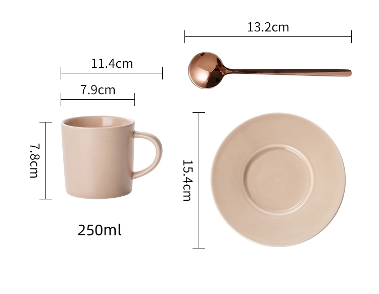 Ceramic Large Coffee Mug Big Tea Cup Milk Mug And Saucer In Solid Brown For Drinkware