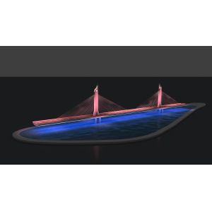 Architectural Scale Model of a Modern Cable-Stayed Bridge with Dynamic LED