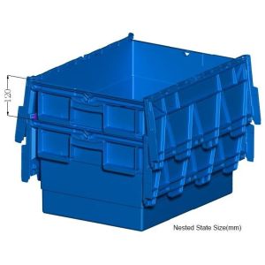 Heavy duty stackable attached lid turnover box, Stackable and nestable plastic