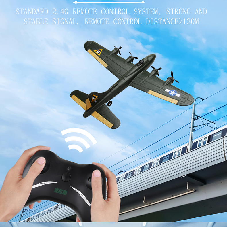Outdoor Fx817 Rc Plane 2.4ghz 2ch Remote Control Glider Epp Aircraft Toy Electric Fixed Wing B17 Children's Model Christmas Gift