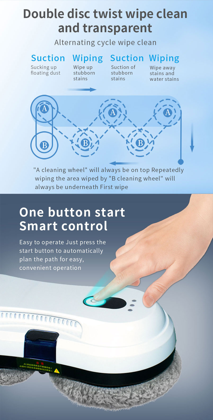 2mins/M2 Window Cleaner Robot Anti Falling Automatic Skyscraper Window Cleaner 24V