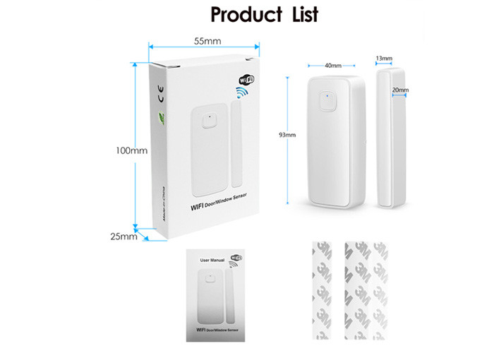 Smart WiFi Door Window Sensor Alarm Compatible with Alexa and Google Home Tuya 2.4g WiFi sensor for Home Security