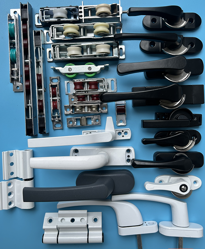 Aluminum Alloy Casement Window Handle with 45cm Shift Fork Length Powder Coated Black