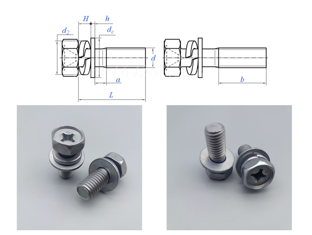 Industrial Cross Recessed M3-M8 Hex Bolt Zinc Coated Washers