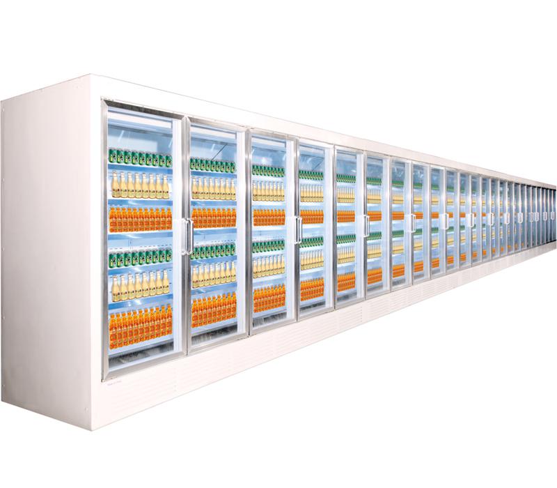 Artistic Curved Upright Glass Door Freezer 12 Doors Automatic Defrost