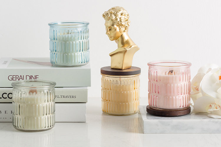 Decorative Empty Glass Containers Wedding Candle Holder Square Shape