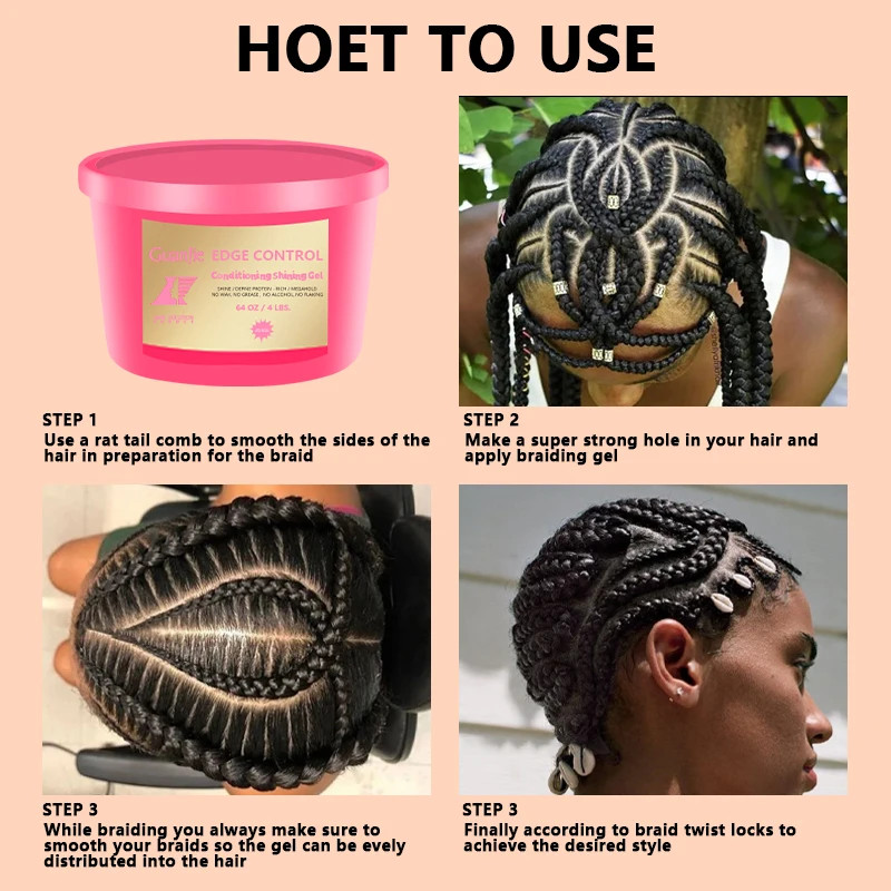 64oz Hair Styling Gel Wax Strong Hold Braid Edge Control Big Size Conditioning Gel for Texturizing Hair Styling