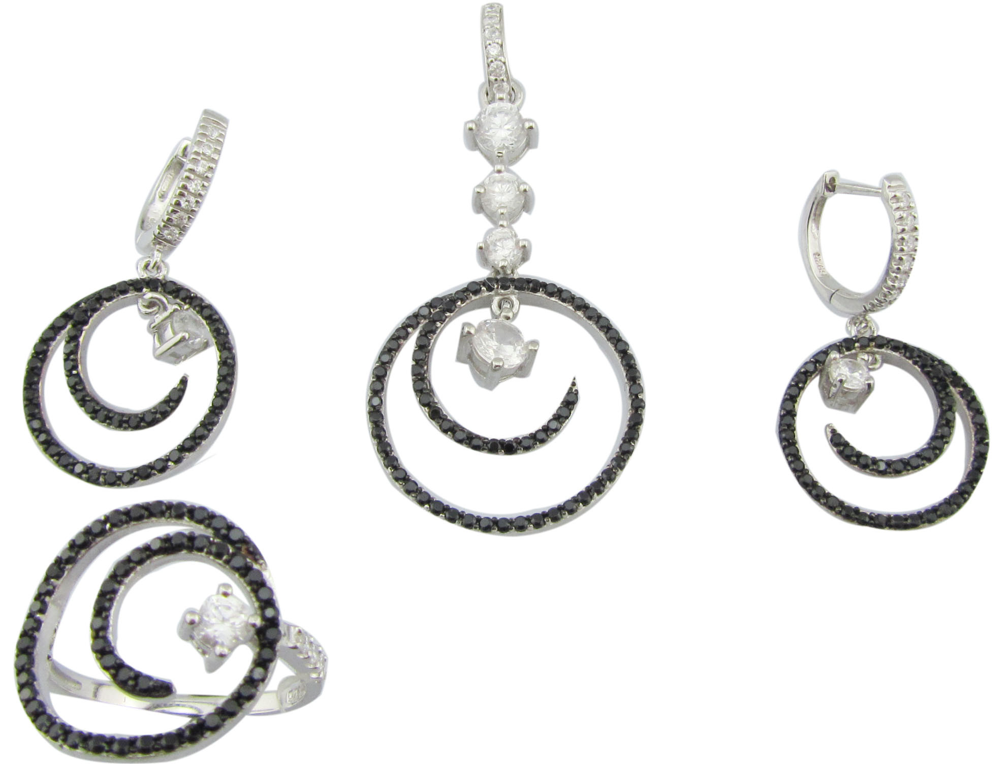 Rhodium Plated Silver 925 Jewelry Set with 7 US Size Ring Now