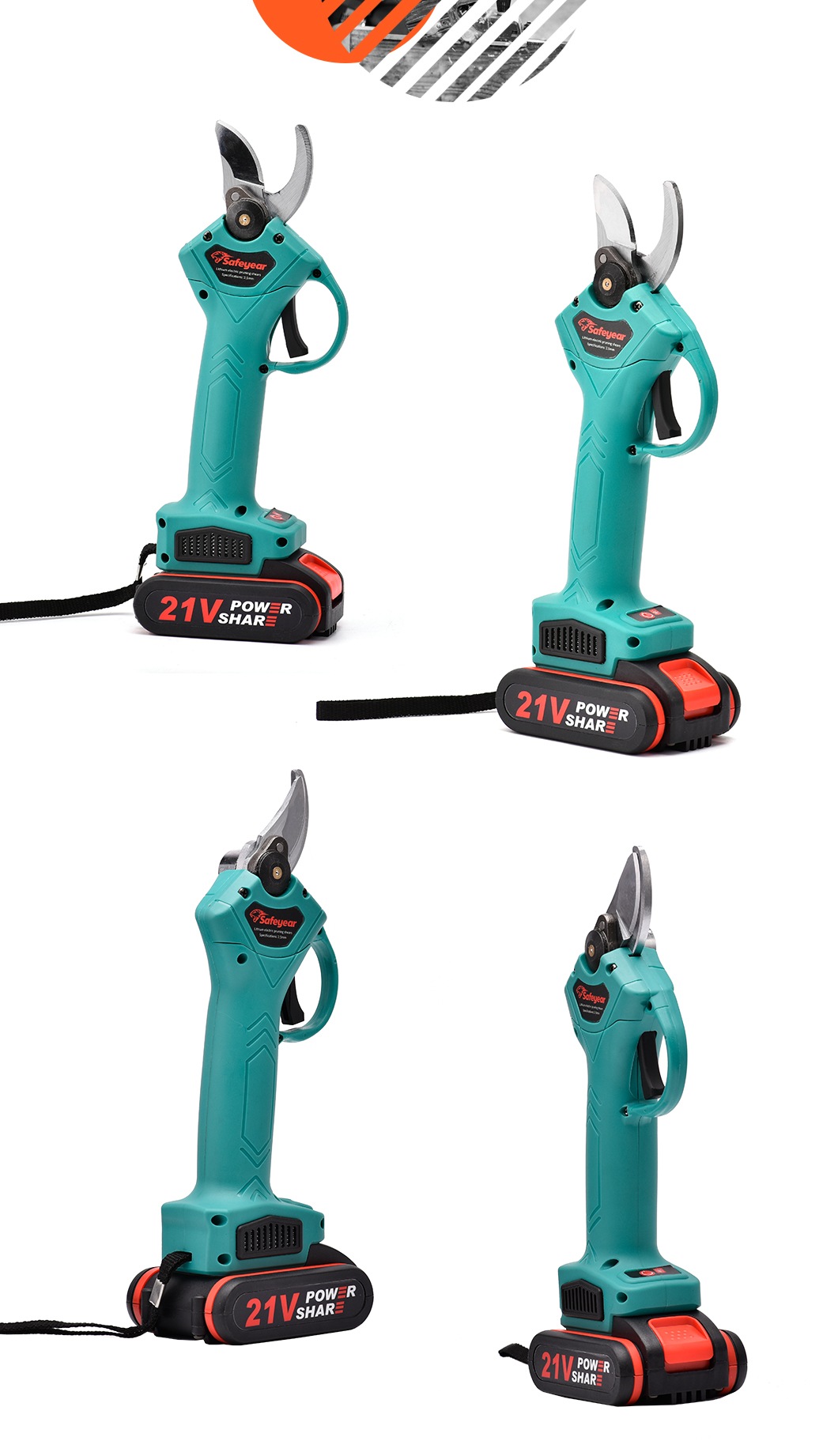 35mm Professional 21v Cordless Electric Pruning Shears With 2 Pack Rechargeable Battery Powered